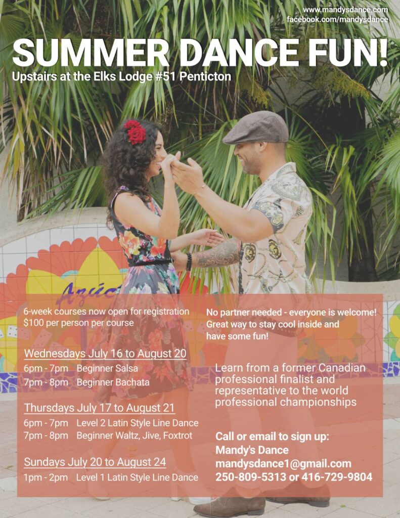 Ballroom, Latin, Salsa and Line Dance classes at the Elks Lodge in Penticton, British Columbia